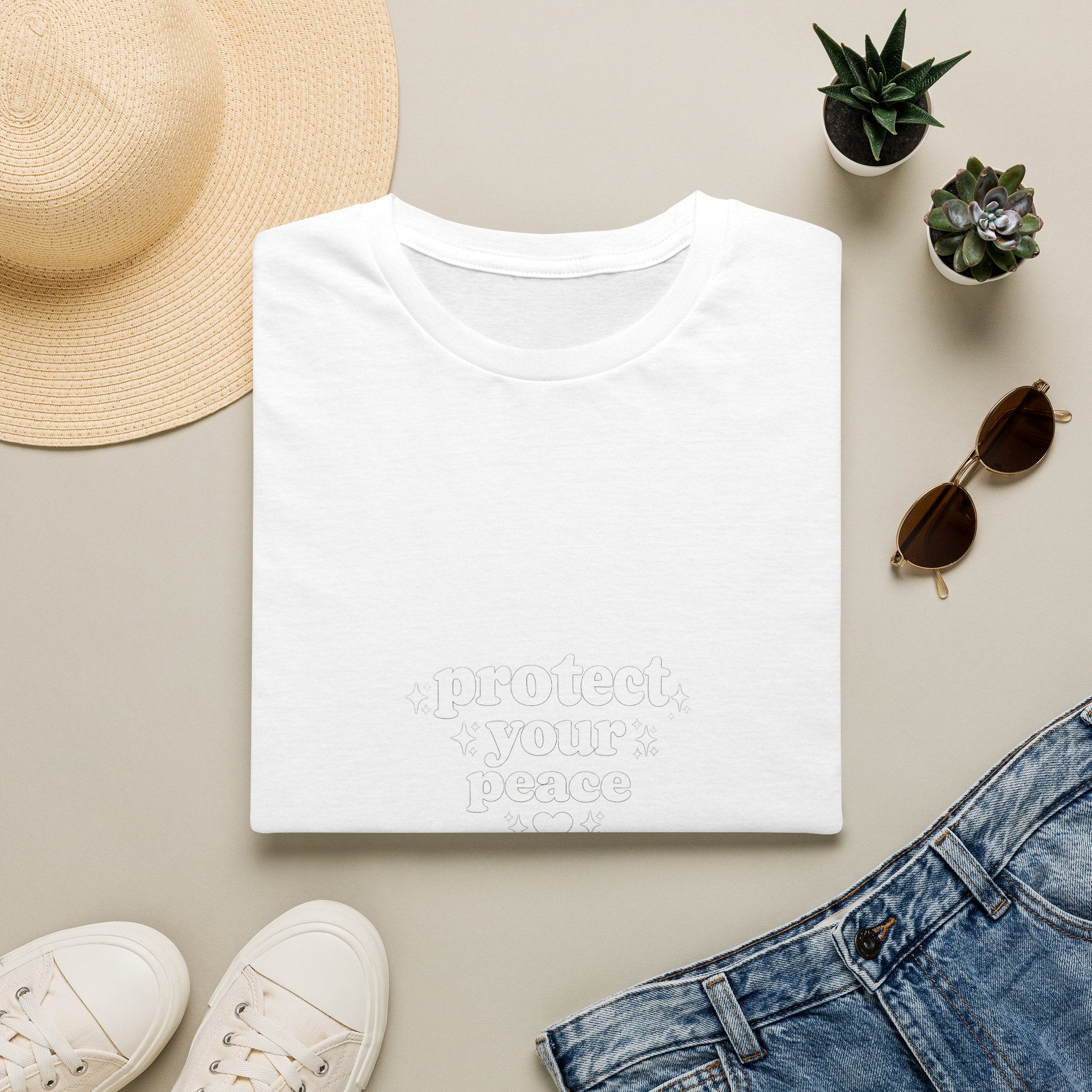 Protect Your Peace T-Shirt — Minimalist Embroidered Self-Care Tee