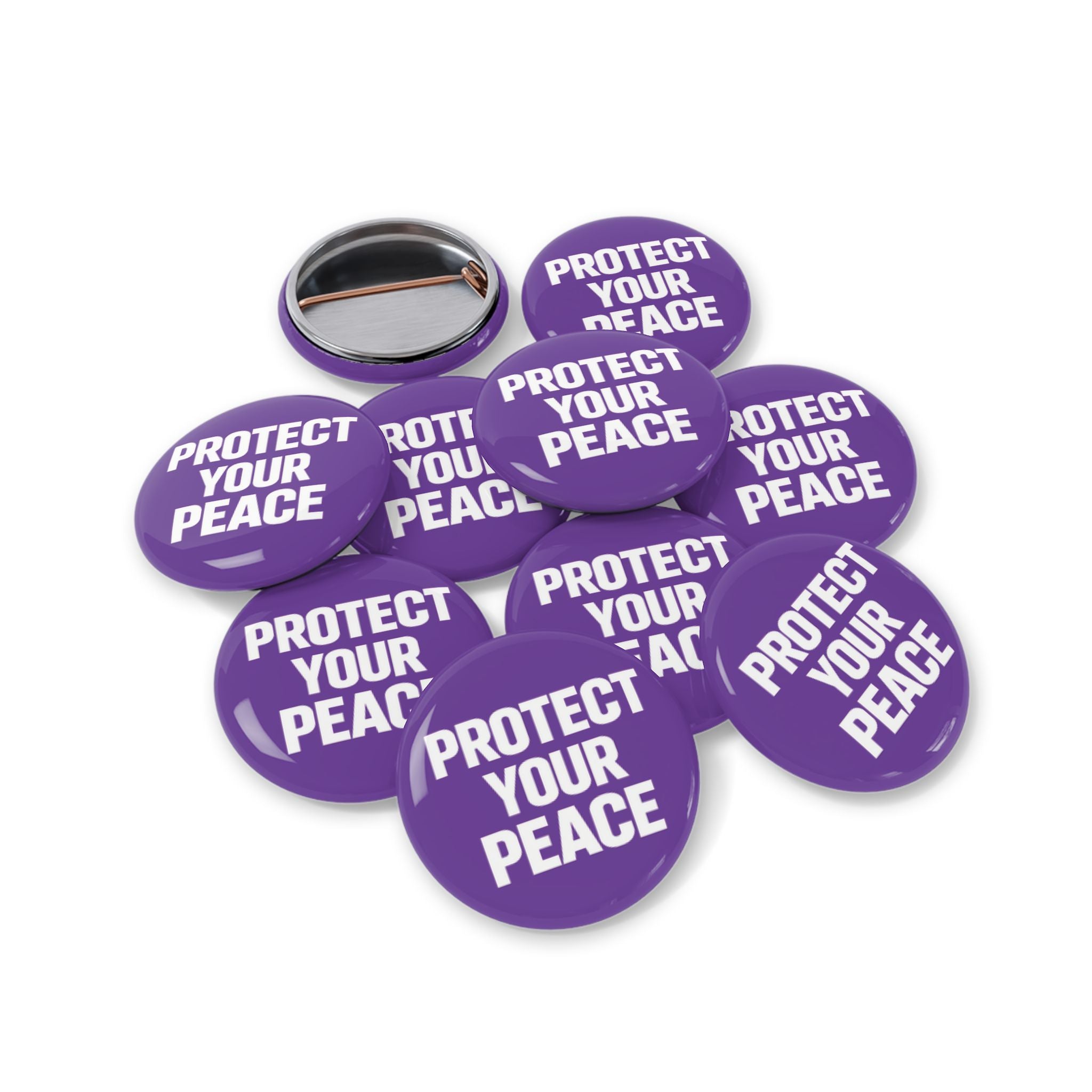 Protect Your Peace Round Pin — Purple Empowerment Button for Jackets, Bags, & Gifts