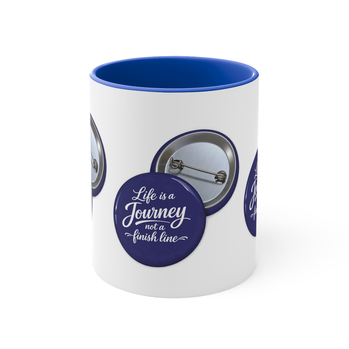 Accent Mug — "Life Is a Journey Not a Finish Line" Inspirational Coffee Cup