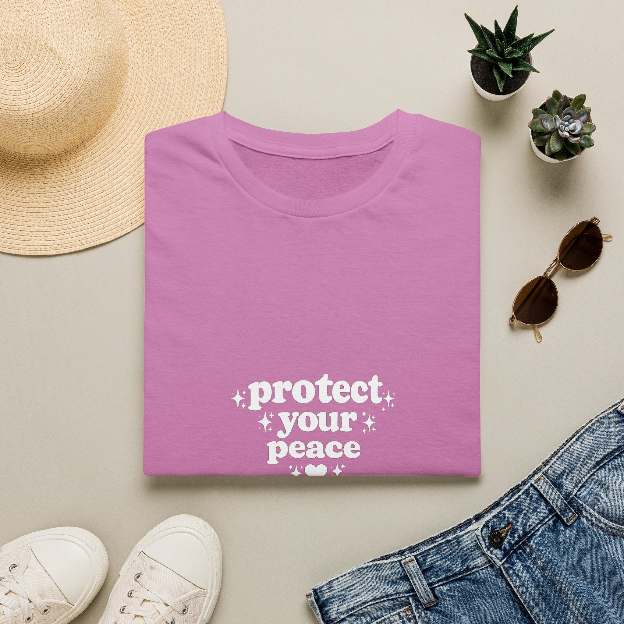 Protect Your Peace T-Shirt — Minimalist Embroidered Self-Care Tee