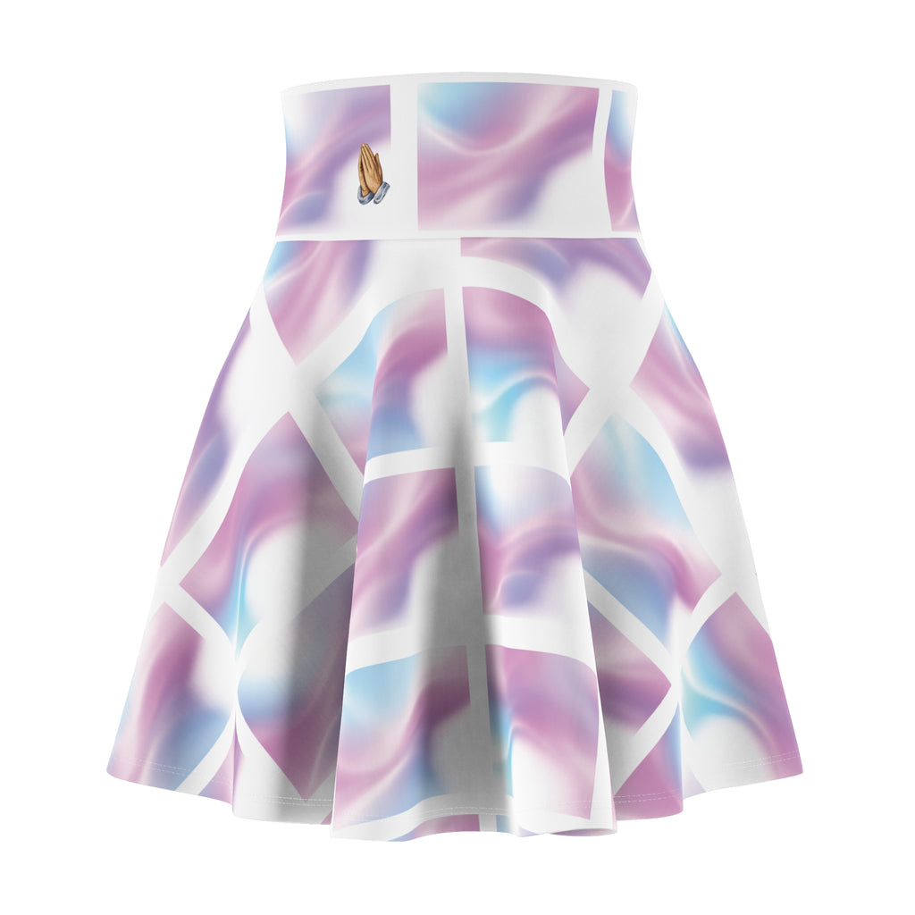 Pastel Marble Skater Skirt – Lavender & Sky Blue AOP
