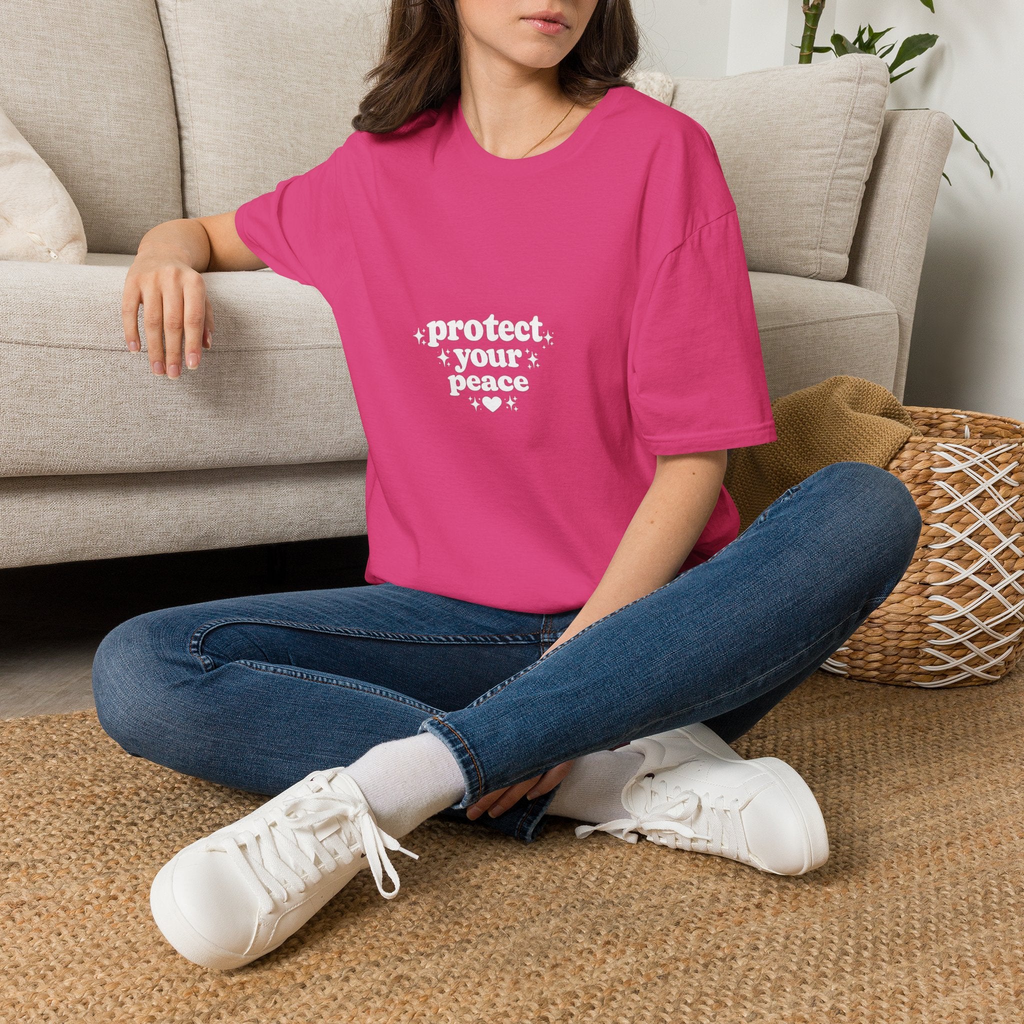 Protect Your Peace T-Shirt — Minimalist Embroidered Self-Care Tee