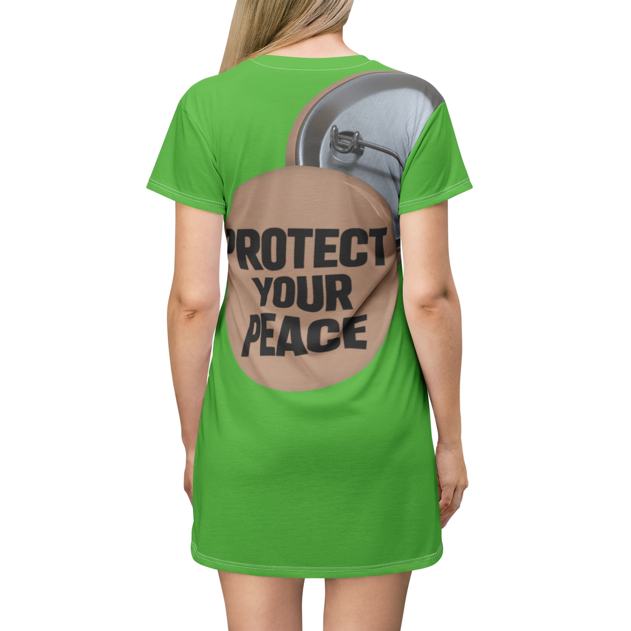 Protect Your Peace T-Shirt Dress - Graphic Button Slogan Tee Dress
