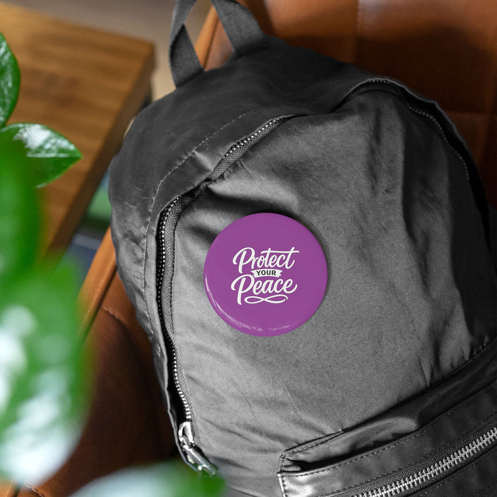 Protect Your Peace Round Pin — Inspirational Purple Lapel Button