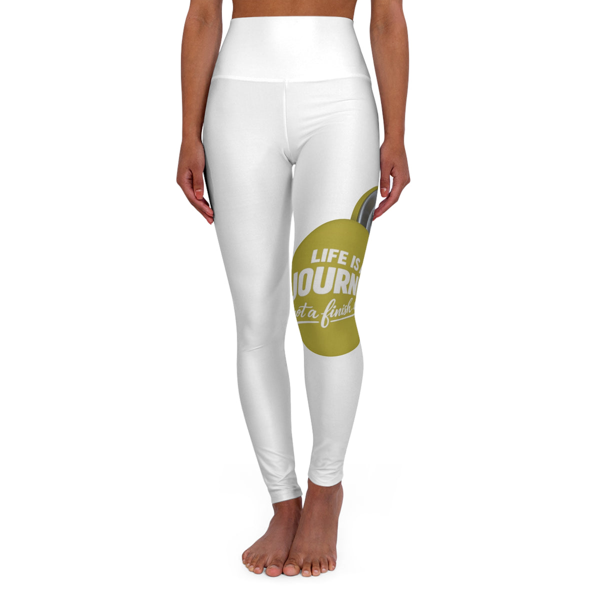 High Waisted Yoga Leggings (AOP)circular graphic design Life is a Journey not a finish line.