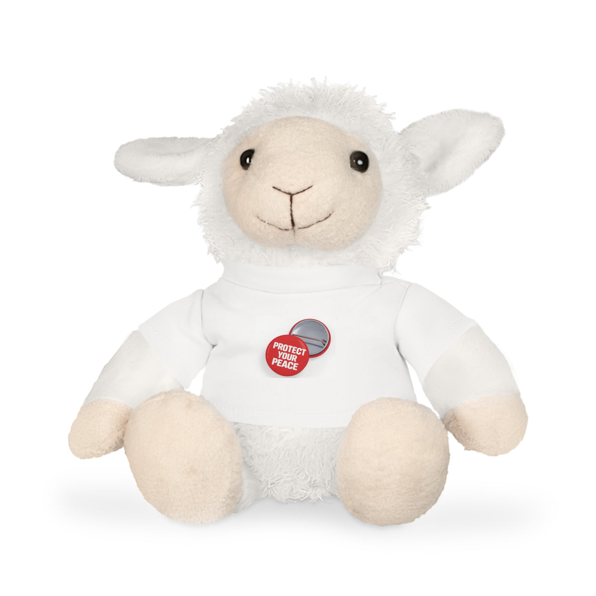 Teddy Bear Plush with “Protect Peace” Button Tee