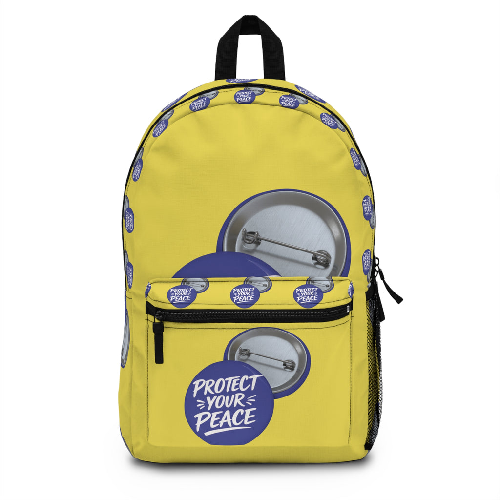 Backpack — Yellow "Protect Your Peace" Button Pattern Backpack