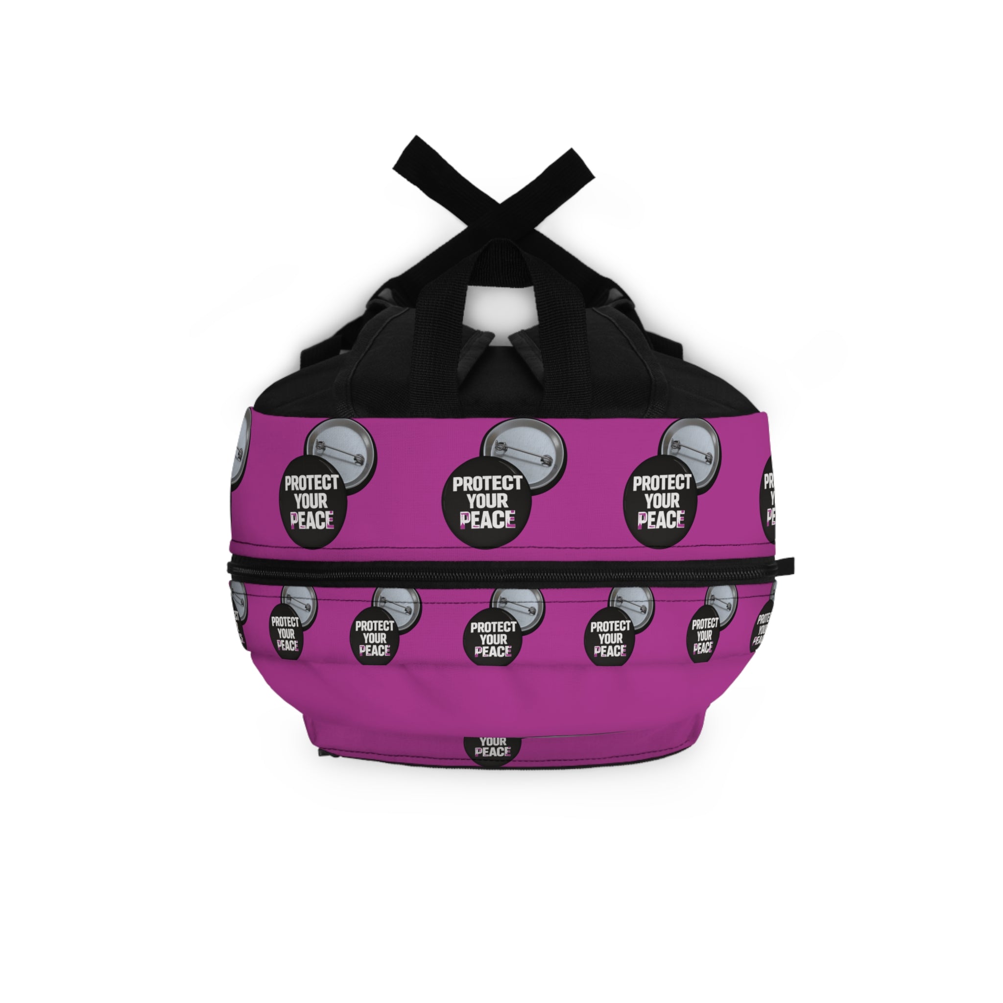 Protect Your Peace Backpack — Pink Badge Print School & Travel Bag