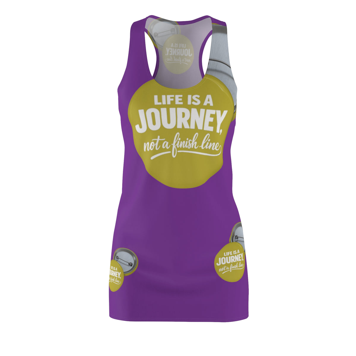 Racerback Dress — "Life Is a Journey, Not a Finish Line" Motivational AOP Dress