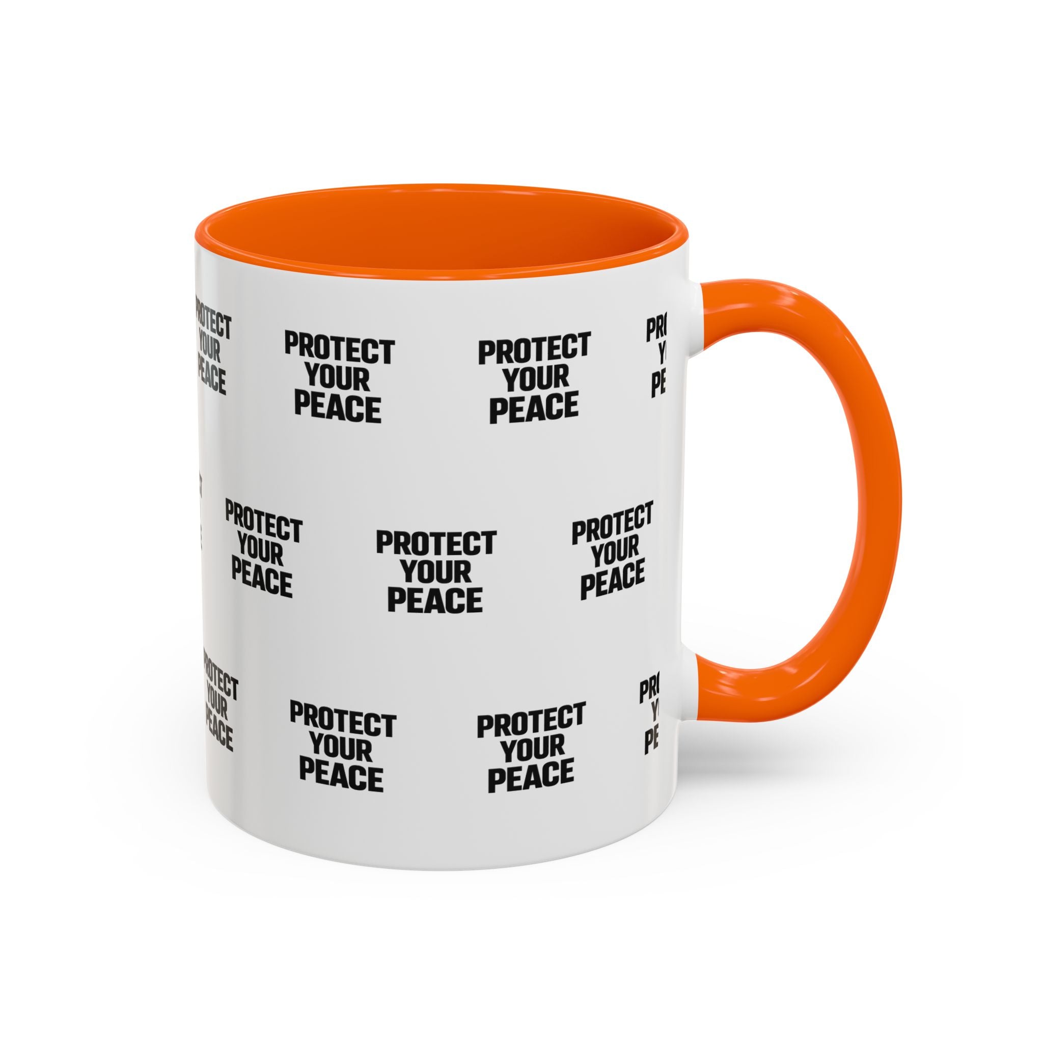 Protect Your Peace Accent Coffee Mug — Repeating Text 11/15oz