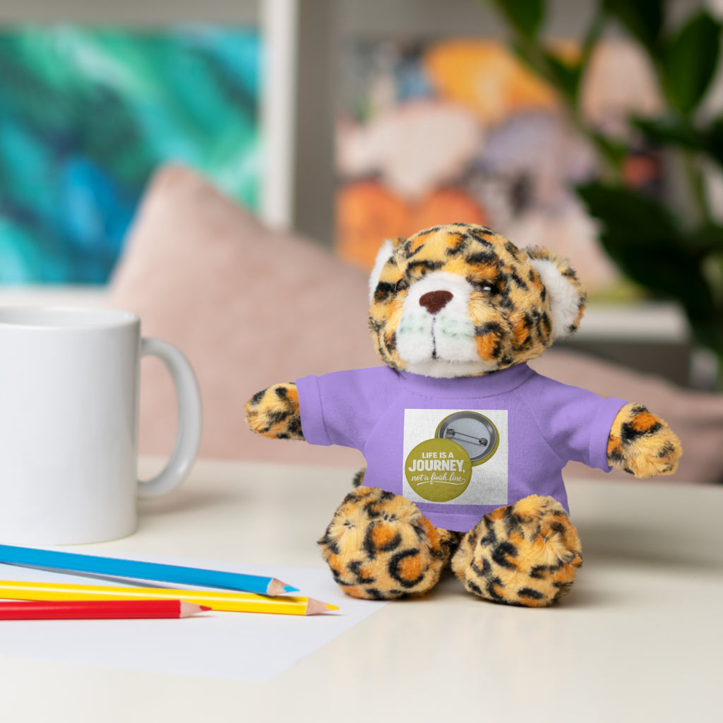 Cute Brown Teddy Bear with 'Life Is a Journey not a finish line.' Tee — Plush Gift for Kids & Travelers