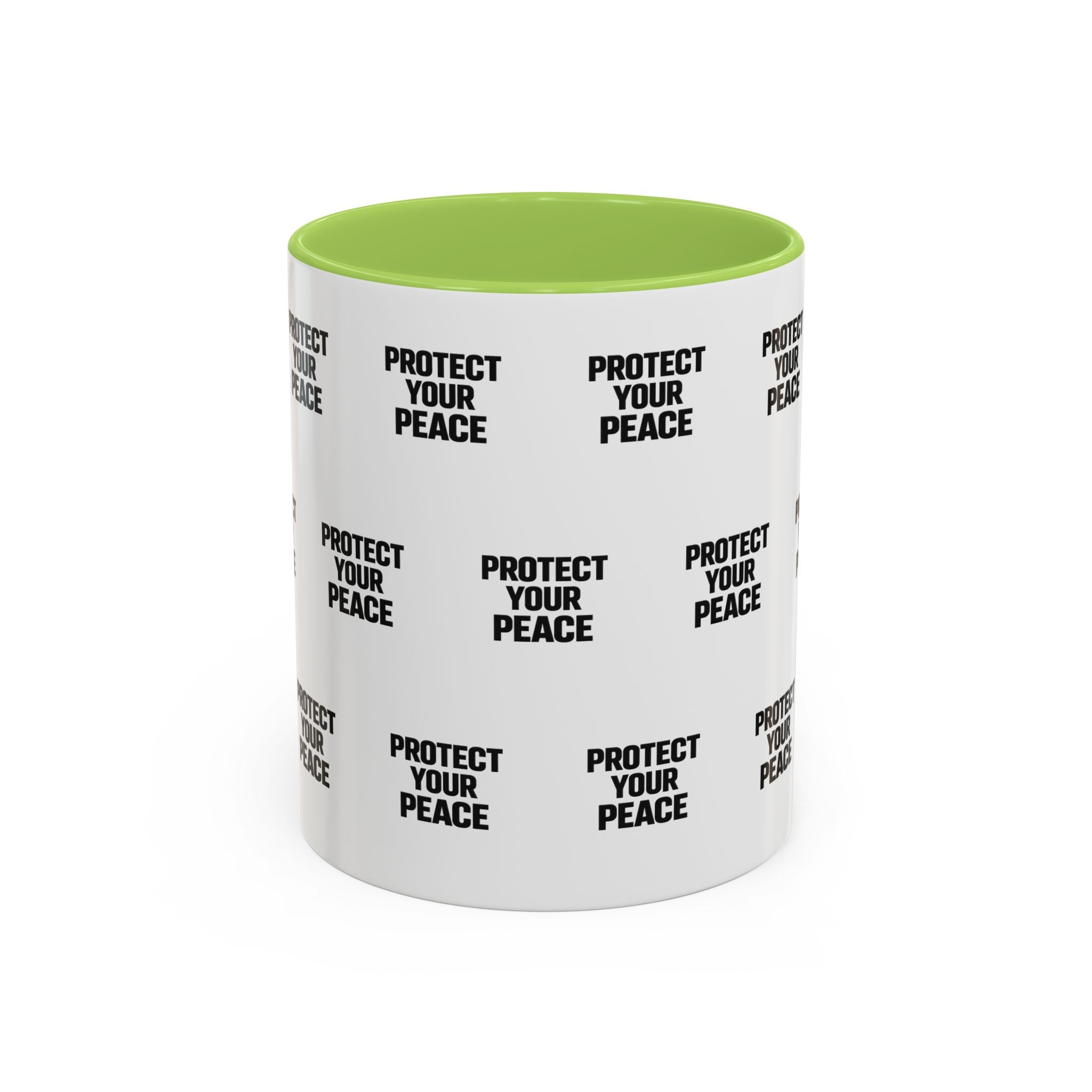 Protect Your Peace Accent Coffee Mug — Repeating Text 11/15oz