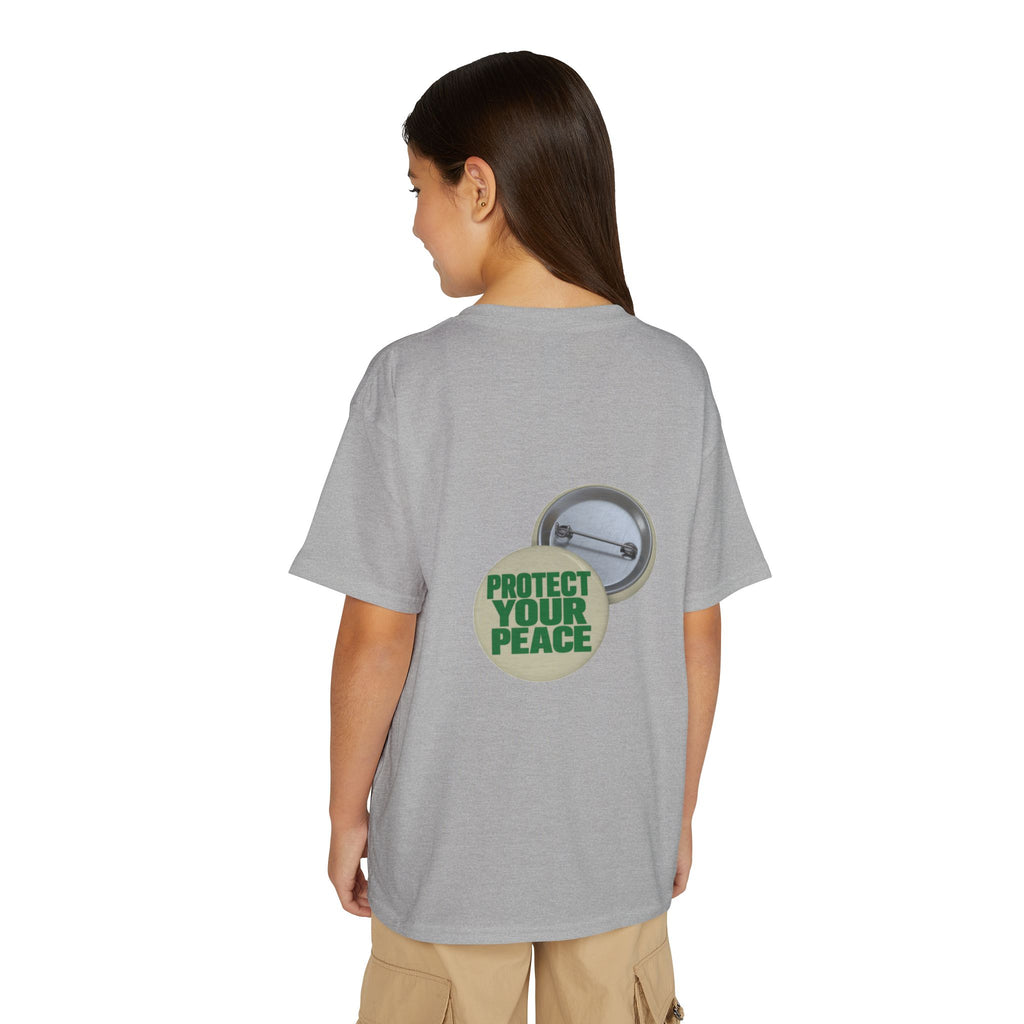 Youth T-Shirt — "Protect Your Peace" Button Graphic