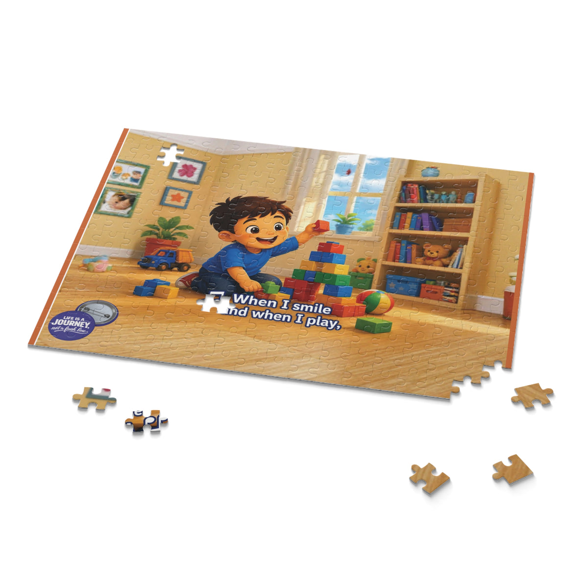 Children’s Playroom Puzzle — Toddler Stacking Blocks with Lyrics “When I smile and when I play” (120/252/500 pcs)
