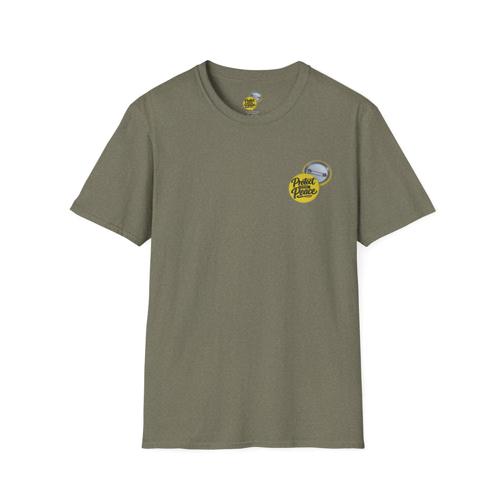 T-Shirt — 'Protect the Peace' Yellow Badge Casual Tee