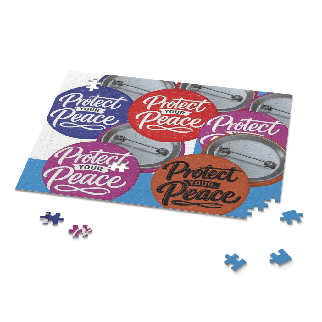 Protect Your Peace Button Puzzle — Motivational 120/252/500-Piece Jigsaw