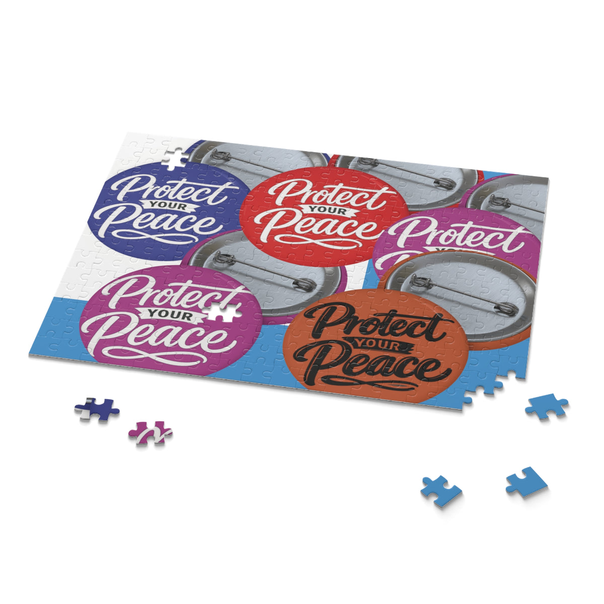 Protect Your Peace Button Puzzle — Motivational 120/252/500-Piece Jigsaw