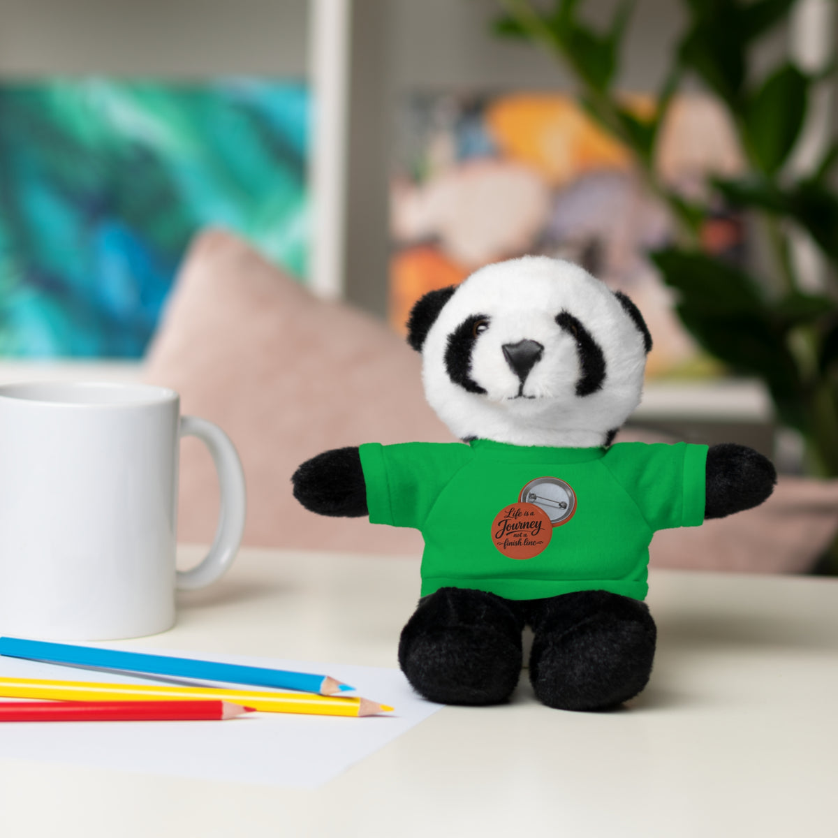 Life is a journey not a finish line. Plush Teddy Bear with Printed Tee — Cute Personalized Gift for Kids & Couples