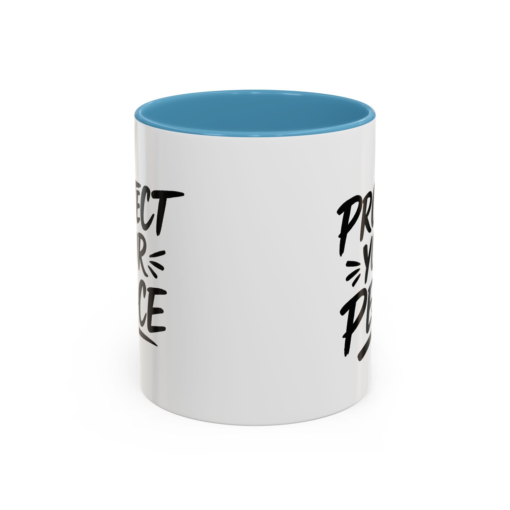 Protect Your Peace Accent Coffee Mug — Inspirational Black & White Ceramic