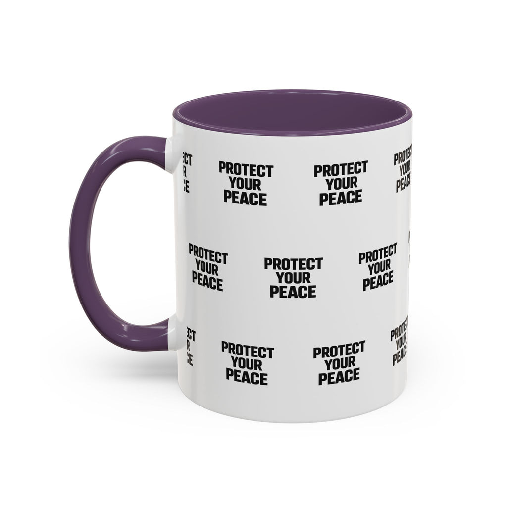Protect Your Peace Accent Coffee Mug — Repeating Text 11/15oz
