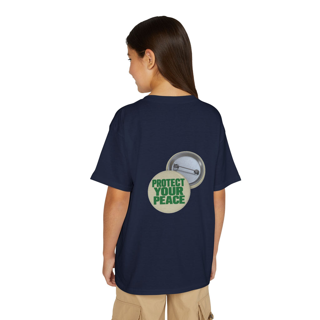 Youth T-Shirt — "Protect Your Peace" Button Graphic