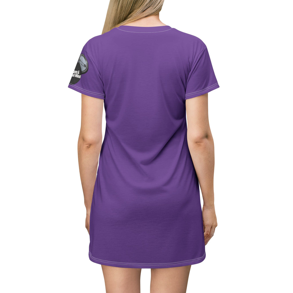 Purple T-Shirt Dress graphic design 'I Have A Sound mind' and graphic design on sleeve protect your peace.