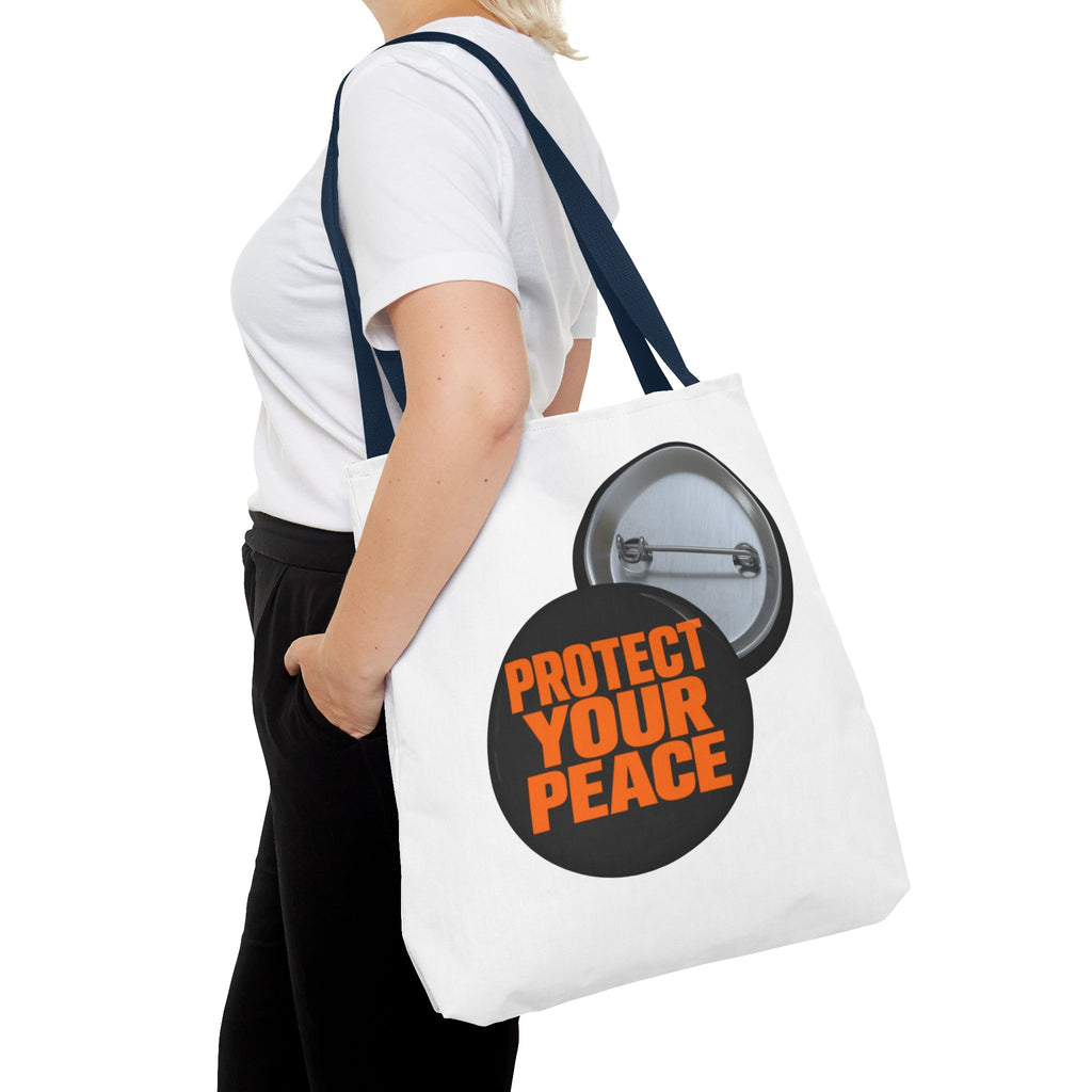 Tote Bag — Protect Your Peace Button Print Canvas Tote