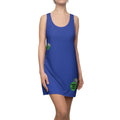 Racerback Dress — Blue 'Protect Your Peace' Button Print