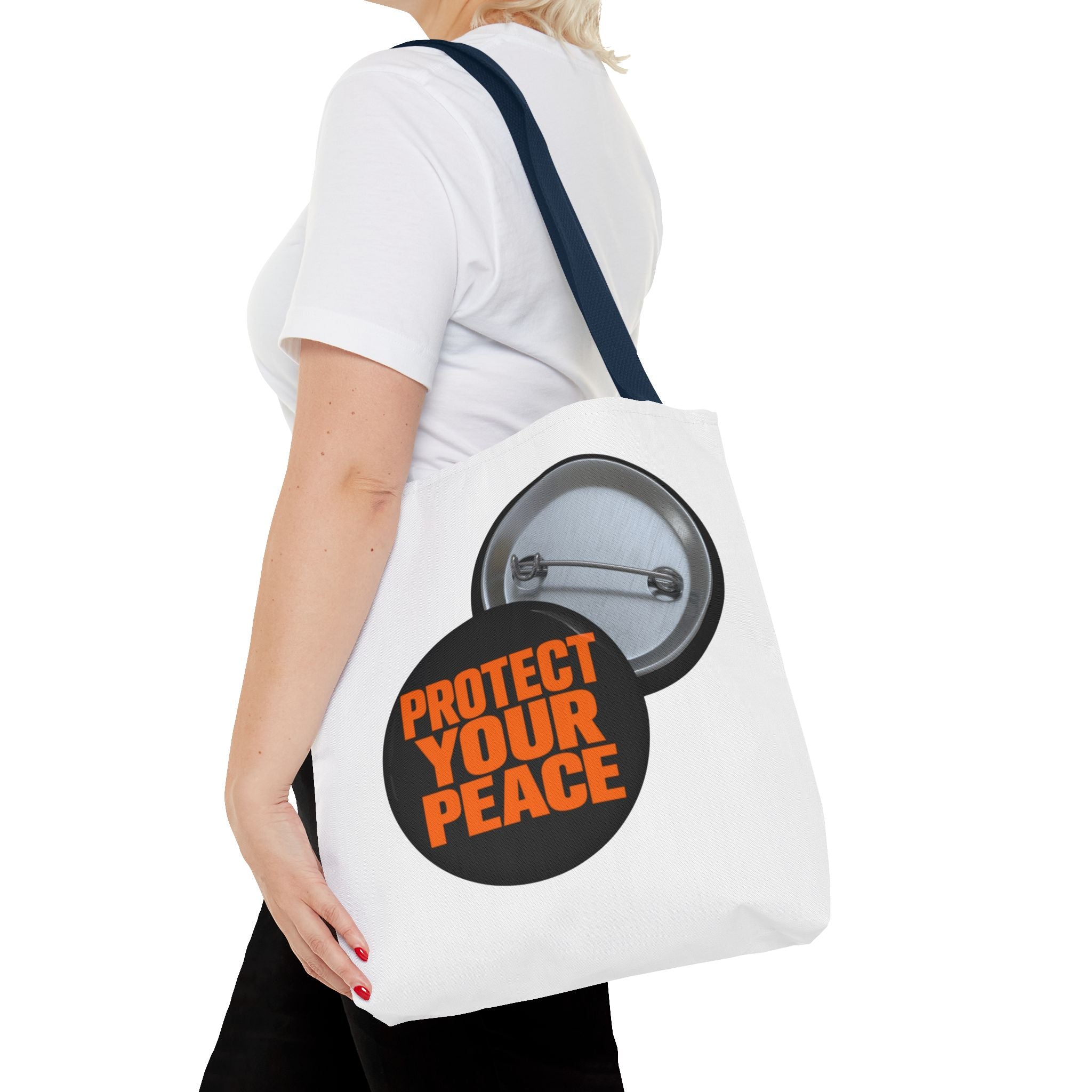 Tote Bag — Protect Your Peace Button Print Canvas Tote