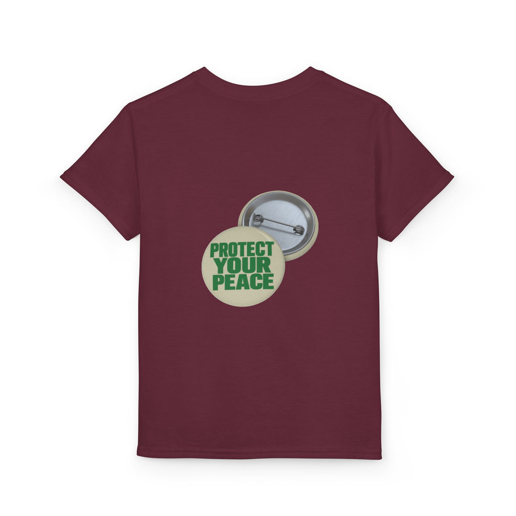 Youth T-Shirt — "Protect Your Peace" Button Graphic