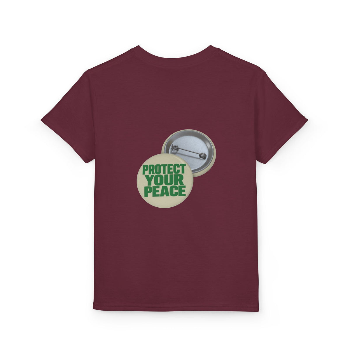 Youth T-Shirt — "Protect Your Peace" Button Graphic