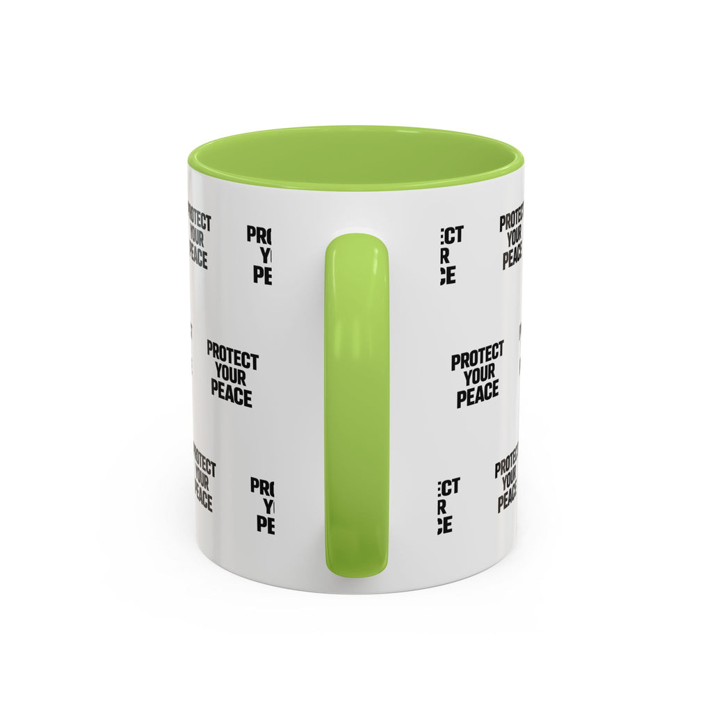 Protect Your Peace Accent Coffee Mug — Repeating Text 11/15oz