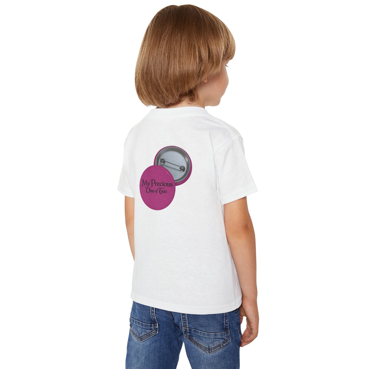 Toddler T-Shirt — "My Precious One of Four  Pink Button Graphic design