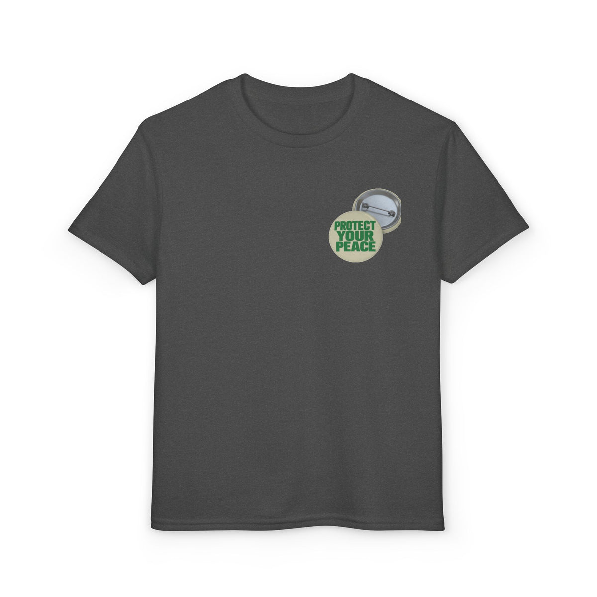 Youth T-Shirt — "Protect Your Peace" Button Graphic