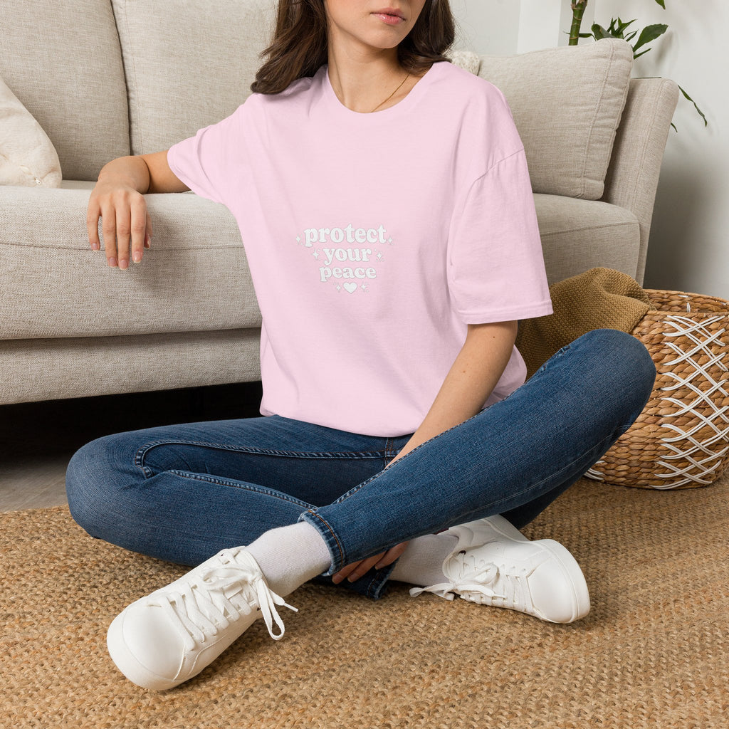 Protect Your Peace T-Shirt — Minimalist Embroidered Self-Care Tee