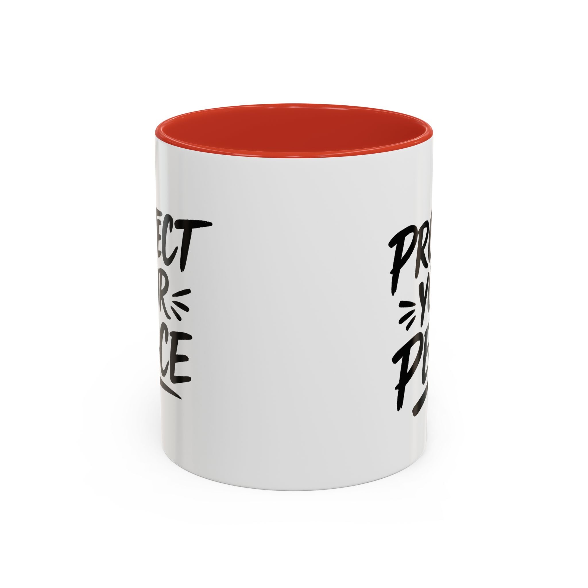 Protect Your Peace Accent Coffee Mug — Inspirational Black & White Ceramic
