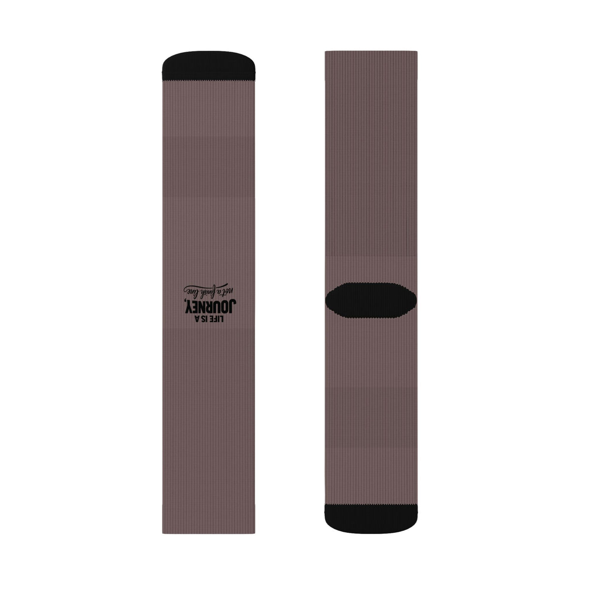 Life is a Journey not a finish line. Brown Ribbed Sublimation Socks — Custom Logo Crew Socks