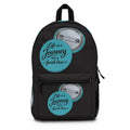 Inspirational Backpack — "Life Is a Journey, Not a Finish Line" graphic design.