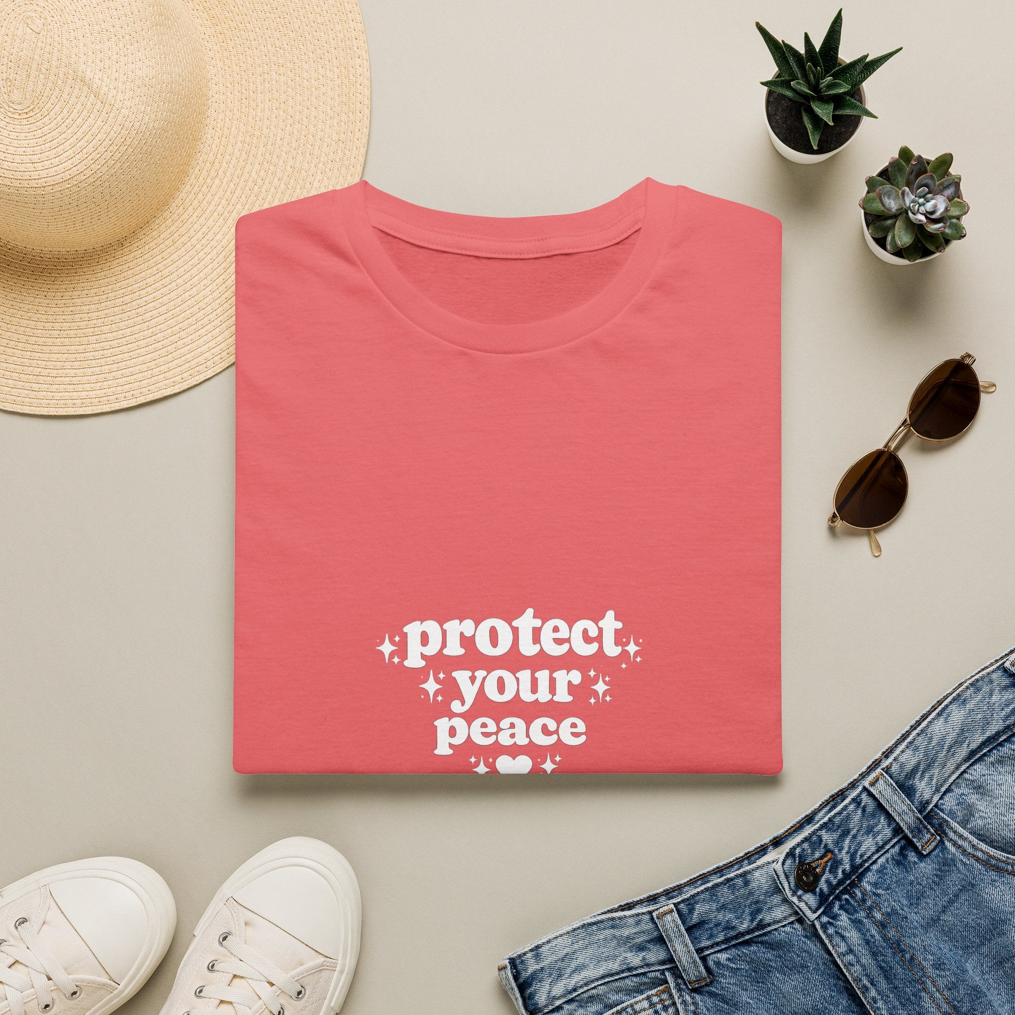 Protect Your Peace T-Shirt — Minimalist Embroidered Self-Care Tee
