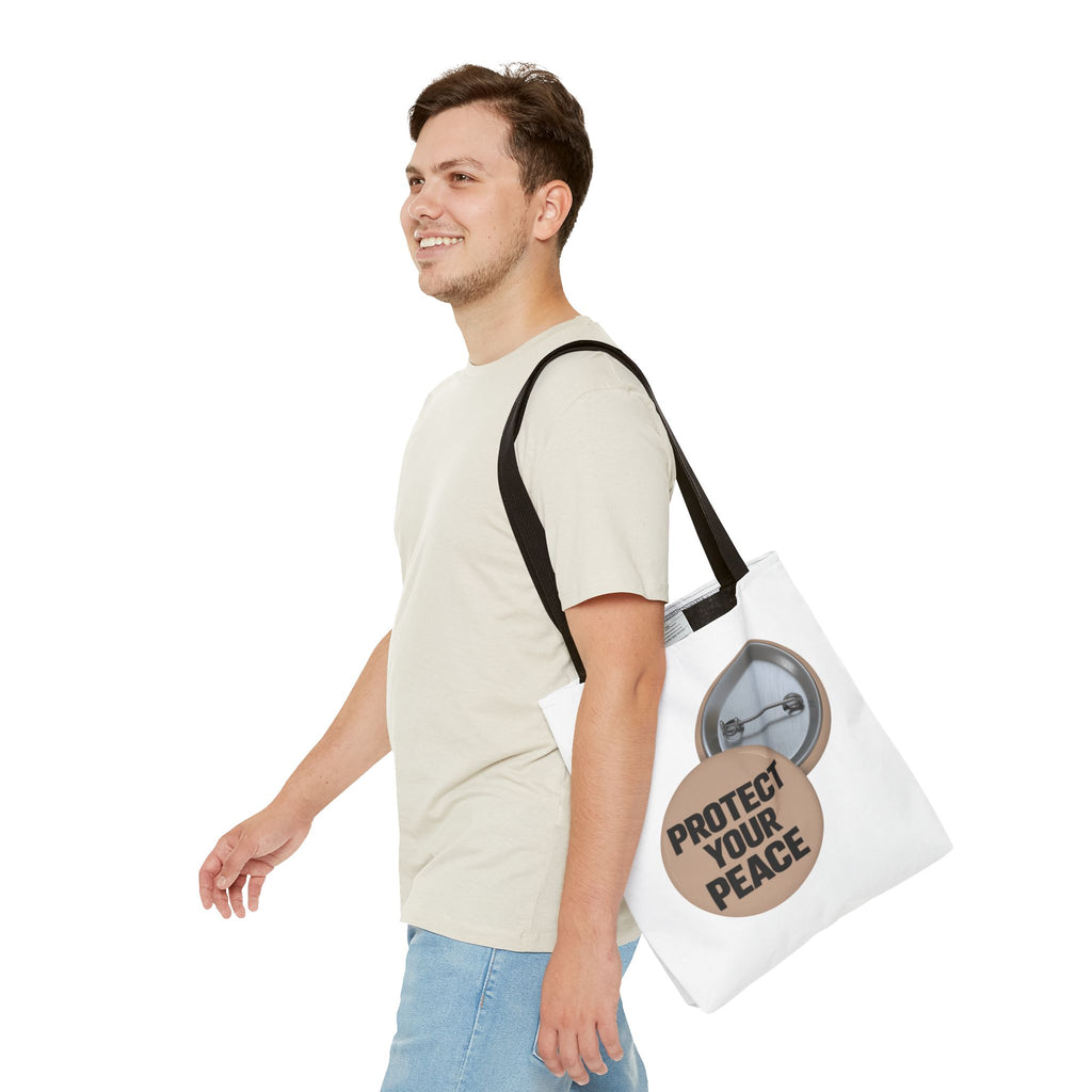 Protect Your Peace Button Tote Bag – Inspirational Everyday Carry