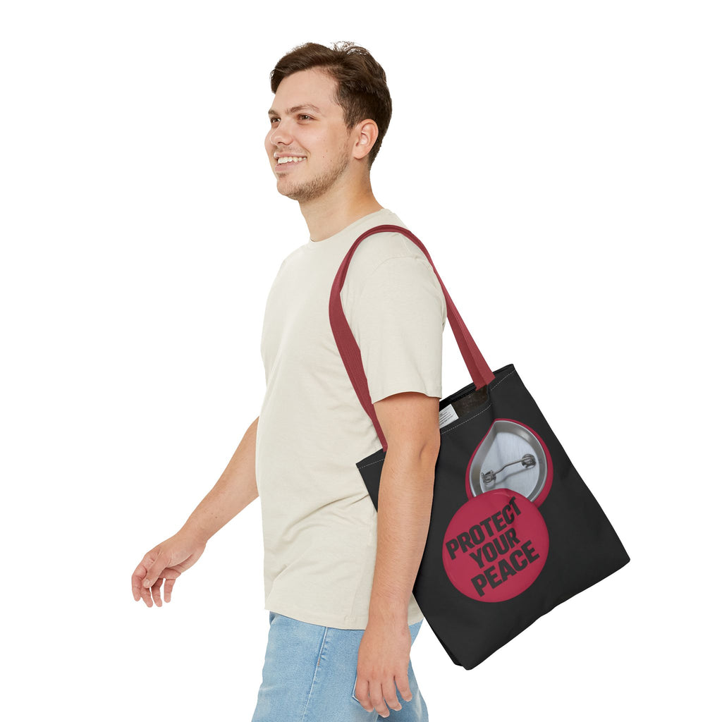 Protect Your Peace Button Graphic Tote Bag