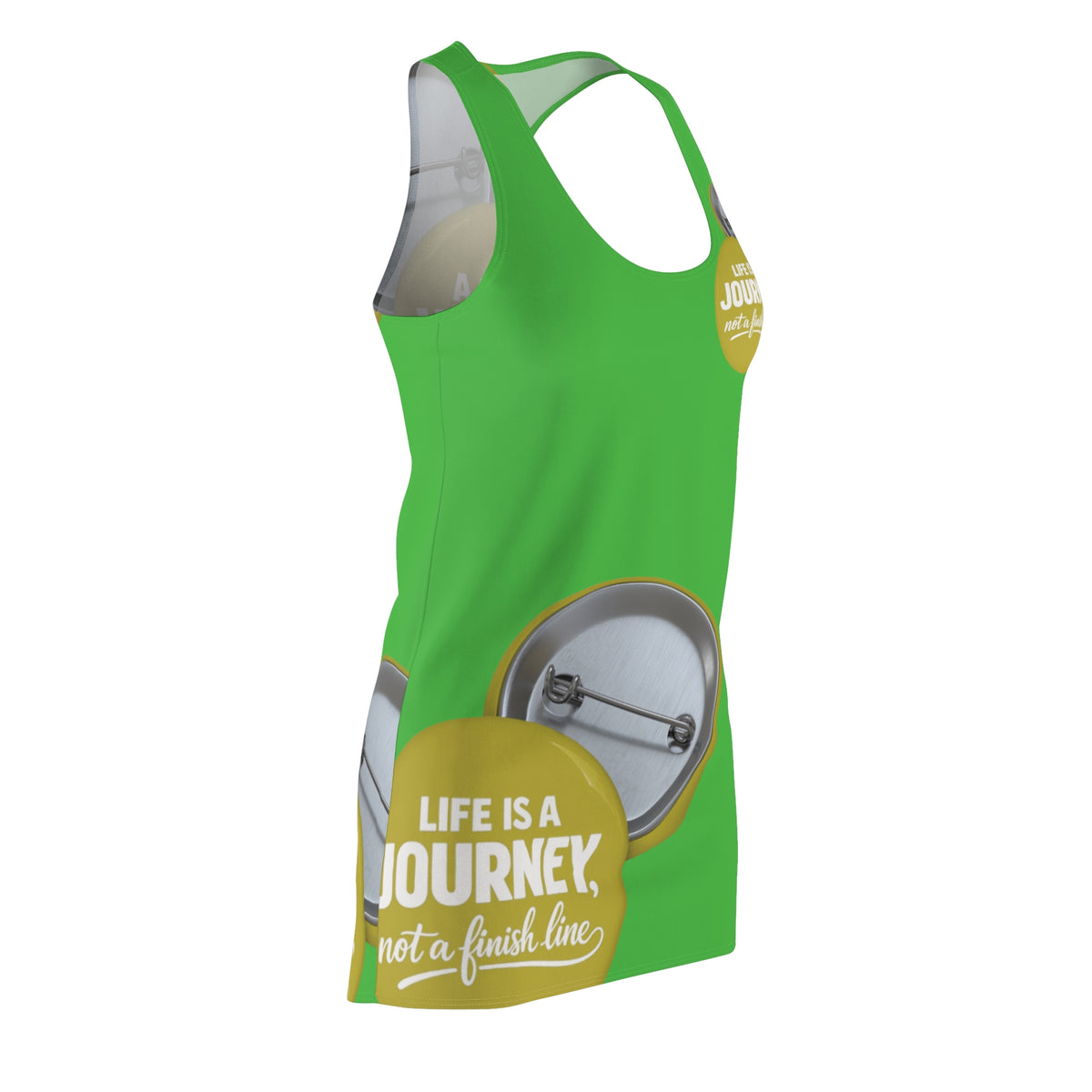 Racerback Dress — "Life Is a Journey, Not a Finish Line" Motivational AOP Dress