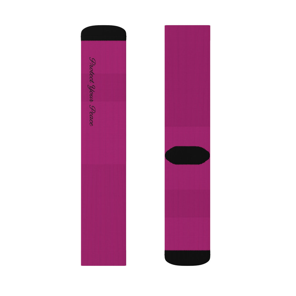 Protect Your Peace Magenta Sublimation Socks — Custom  Print Crew Socks