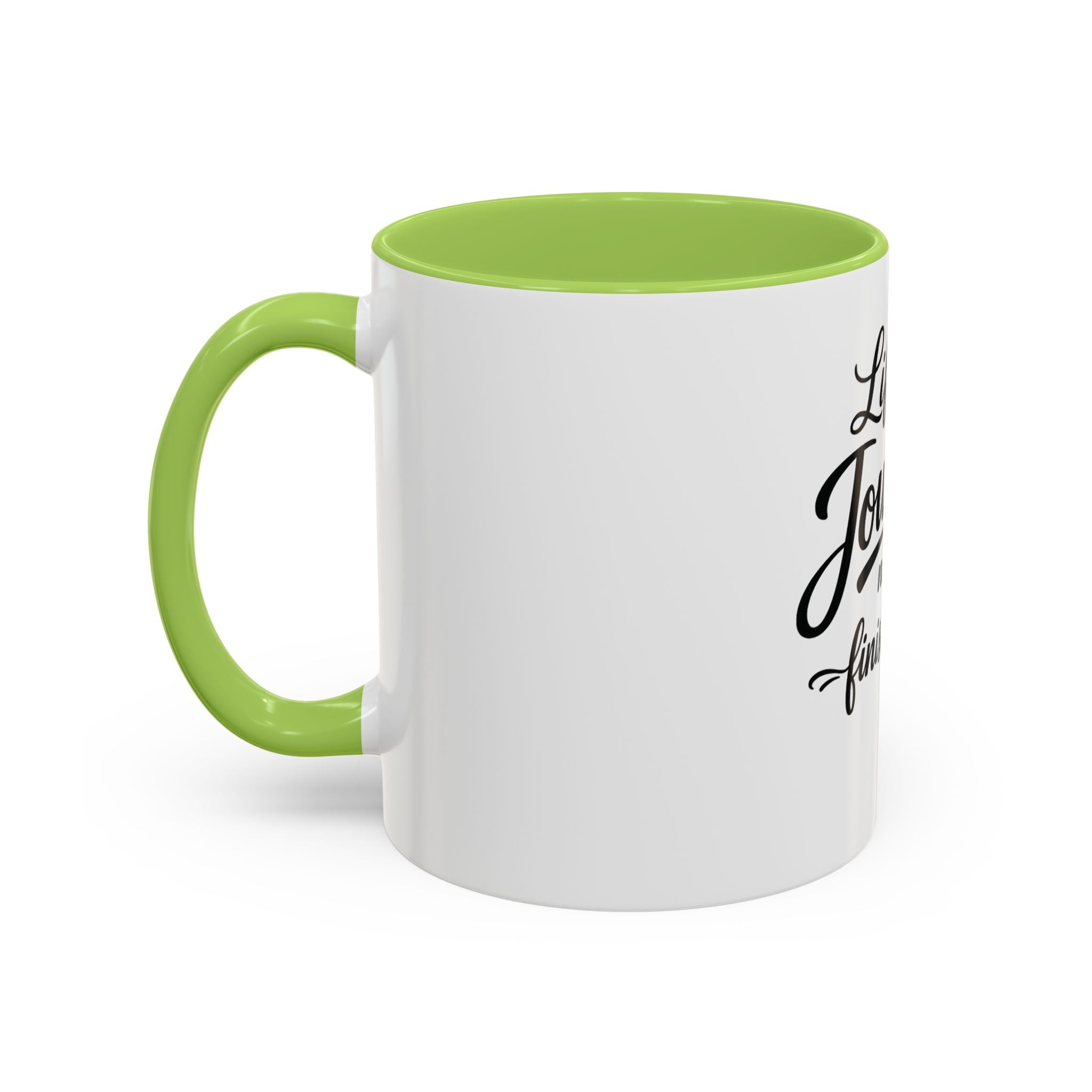 Life Is a Journey Not a Finish Line Accent Coffee Mug – Inspirational Quote Ceramic Mug (11/15oz)