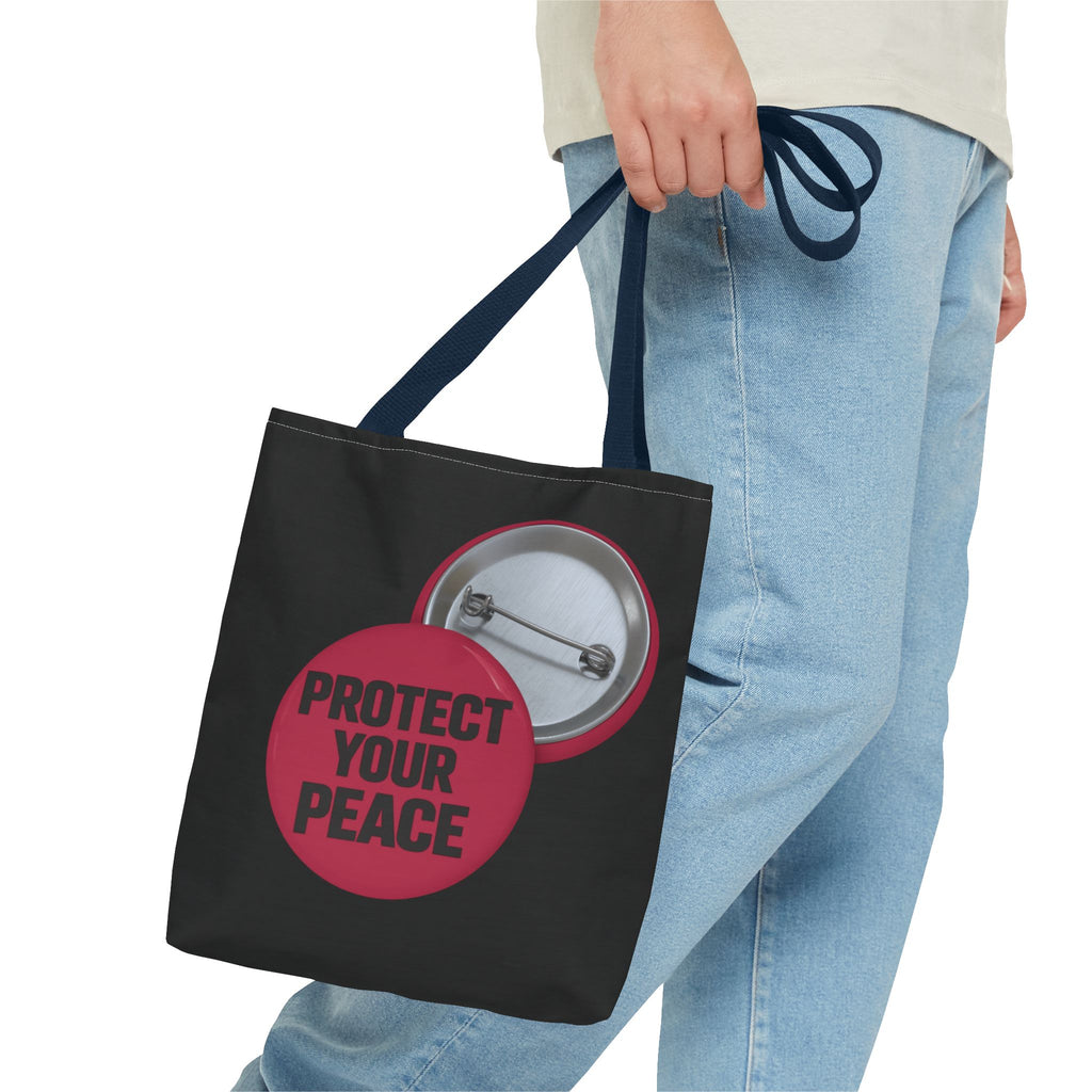 Protect Your Peace Button Graphic Tote Bag