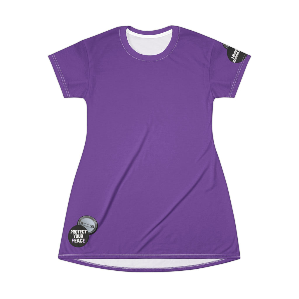 Purple T-Shirt Dress graphic design 'I Have A Sound mind' and graphic design on sleeve protect your peace.