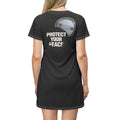 Protect Your Peace T-Shirt Dress — Black Graphic AOP