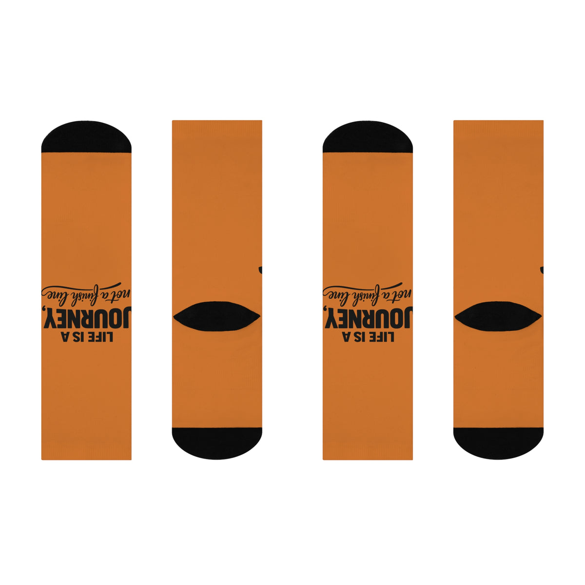 Orange Cushioned Crew Socks – "Life Is a Journey, Not a Finish Line" Motivational Athletic Socks