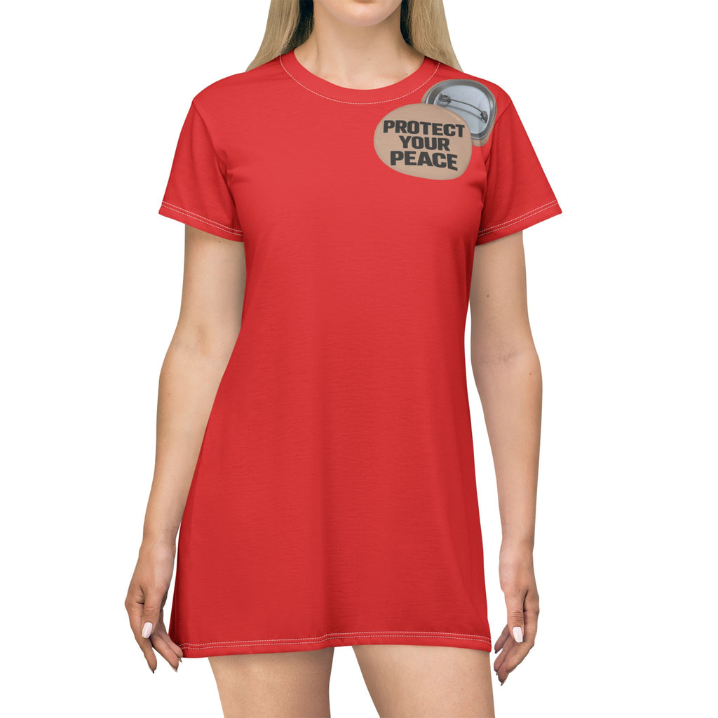 Protect Your Peace T-Shirt Dress — Empowerment Badge Graphic