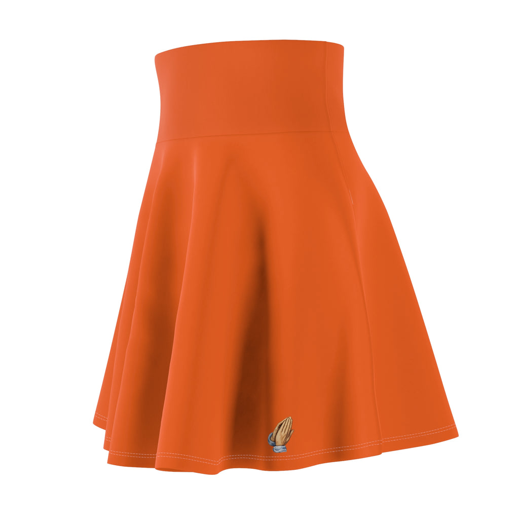 Orange Skater Skirt — Flared High-Waist AOP Women's Mini